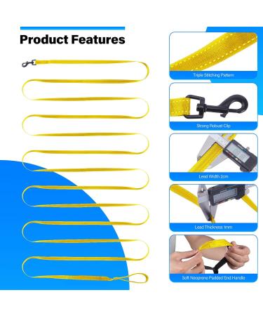 Loutep Reflecting Training Lines for Dogs - Extra Long Leash in 3m 5m 10m 15m 20m 25m 30m - Strong Nylon Rope with Padded Handle for All Sizes - 20m Yellow Reflecting Dog Leash - Buy Online on SooperMarket.com