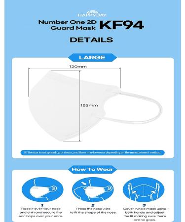 HAPPYDAY 2D KF94 Black Face Mask for Adult Made in Korea - Pack of 25 - Buy Online on SooperMarket.com