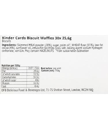 Kinder Cards Biscuit Waffles 30X 25.6G - Buy Online on SooperMarket.com
