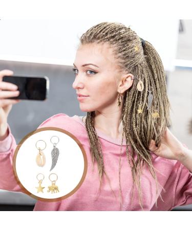 KALLORY 21 Pieces Dreadlock Jewelry Alloy Hair Braid Charms Hair Rings Shell Jewels Hair Decoration for Braiding Hair - Buy Online on SooperMarket.com