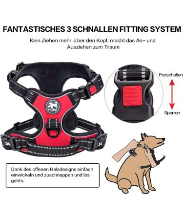 POPOT No Pull Dog Harness | Reflective Pet Vest for Daily Training & Walking | Control Handle | Red Medium - Buy Online on SooperMarket.com