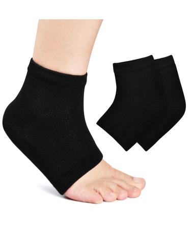 Naapesi gel heels socks moisturizing socks foot care spa socks soft ventilation gel heel socks open toe socks for dry hard cracks plantar fasciitis black