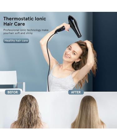 Cliplanyard Ionic Hairdryer 1200W AC Black Professional Hair Dryer Motor Fast Drying Salon with 2 Speed 3 Heat Setting Cool Button Diffuser Nozzle Concentrator Comb for Curly and Straight - Buy Online on SooperMarket.com