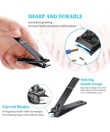 High Precision Stainless Steel Nail Clippers Set with Nail File, Scissors, and Manicure Pedicure Kit in Portable Case - Gray/Blue (25 in 1) - Buy Online on SooperMarket.com