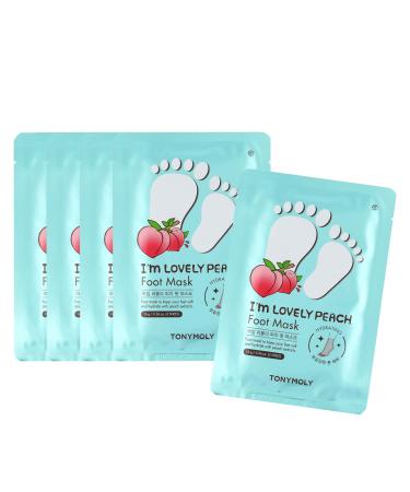 TONYMOLY Foot & Hand Mask Collection I'm Lovely Peach Foot Mask (Set of 5)