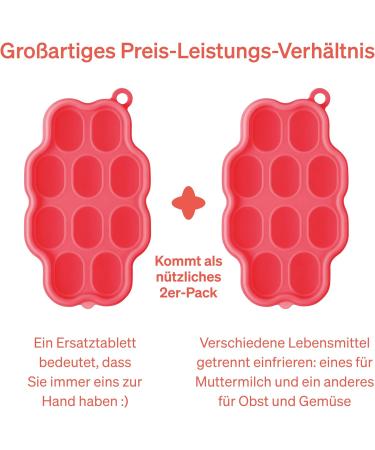 Lovenoobs Baby Food Storage - 100% Silicone Freezing Container for Baby Porridge & Ice Cream Shapes - Red - Buy Online on SooperMarket.com