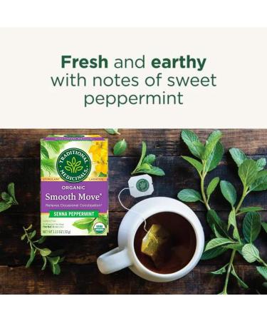 Senna Tea Bags Bundle with Traditional Stimulant Laxative Tea (2x16 bags) Smooth Move Organic Peppermint Caffeine Free - Buy Online on SooperMarket.com