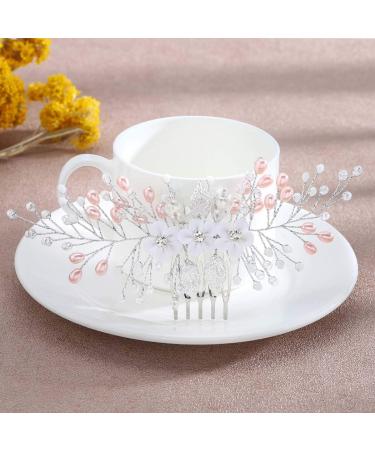 Vatocu Flower Bride Wedding Hair Comb Pearl Headpieces Silver Crystal Bridal Hair Accessories for Women and Girls - Buy Online on SooperMarket.com