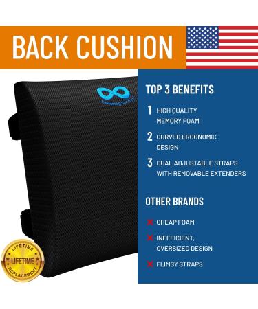 Everlasting Comfort Lumbar Support Pillow for Office Chair Memory Foam Back Cushion for Chair & Car - Black - Buy Online on SooperMarket.com