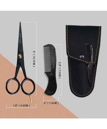 Ontaki Professional Beard Shears - German Steel Mustache Scissors (12.7 cm) with Carrying Bag | Hand-Forged Precision Facial Hair Tools for Men - Buy Online on SooperMarket.com
