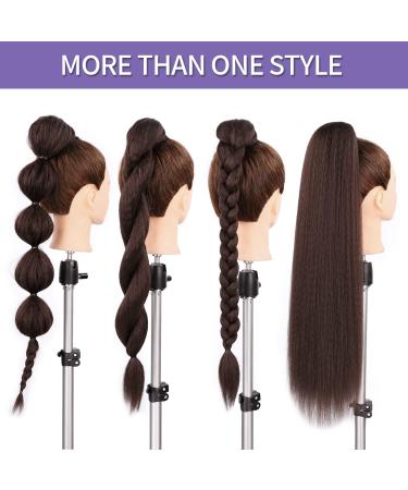 PORSMEER 30 Inch Yaki Straight Drawstring Ponytail Clip In Extensions for Women Kinky Straight Pony Tail Extensions Hair Extensions Ponytail (Dark brown) - Buy Online on SooperMarket.com