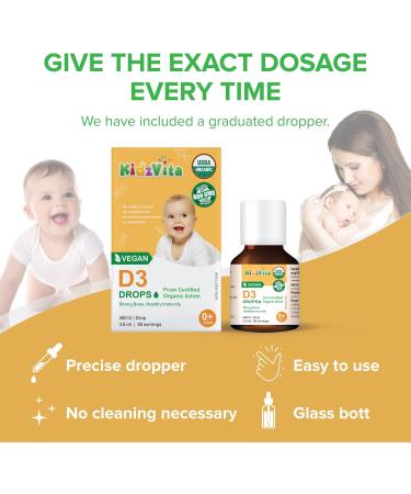 KidzVita - Vegan Vitamin D3 Drops 400IU - 3.6 ML 90 Servings 400 IU - Buy Online on SooperMarket.com