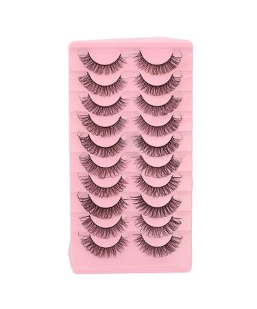 False Eyelashes Set 10 Pairs of 3D Lightweight Wispy Fluffy False Eyelashes Perfect for a Full and Flirty Look Reusable DD Curl Cat Eye Lashes for Stunning Eyes Makeup Cosplay Special Occasions