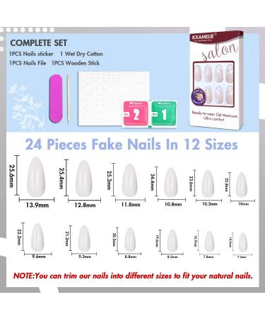 KXAMELIE Medium Length Nude White Swirls Almond Press on Nails - Salon Perfect Stick on Fake Nails for Women - Buy Online on SooperMarket.com