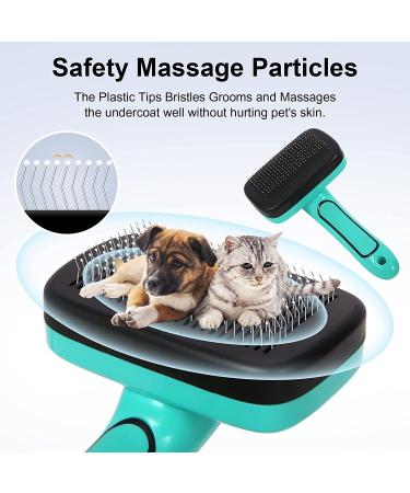 Self Cleaning Slicker Brush for Pets - Remove Loose Hair, Fur, Mats, and Tangled Hair - Ideal for Dogs, Cats, and Rabbits - Aqua Green - Buy Online on SooperMarket.com