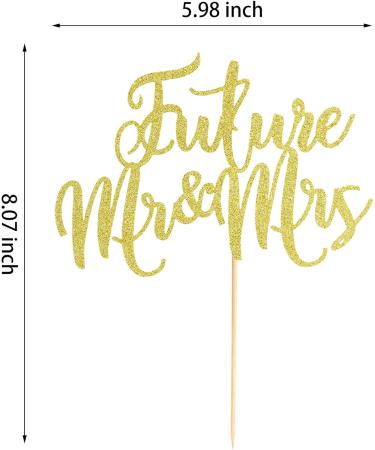 Arthsdite 1Pc Future Mr and Mrs Cake Topper Bridal Shower Cake Pick Decorations- for Wedding Engagement Theme Party Decoration Bachelor Party Decorations Supplies - Gold Glitter - Buy Online on SooperMarket.com