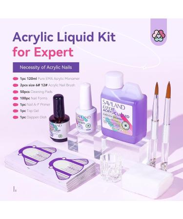 SAVILAND EMA Odorless Monomer Acrylic Liquid - 4 oz Nail Monomer for Acrylic Powder Premium Nail Brush & Gel - Best Acrylic Nail Kit for Manicurists - Buy Online on SooperMarket.com