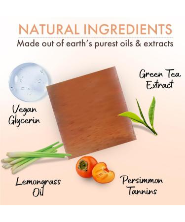 Persimmon Soap Bar for Body Odor Control | Deodorizing Body Wash with Japanese Persimmon & Green Tea | Skin Brightening Deodorant Soap (2 Pack - Buy Online on SooperMarket.com