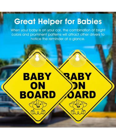 Bewudy 2 PCS Baby on Board Car Warning Sign - Elephant Design | Reusable Baby in Car Sticker with Suction Cups - Buy Online on SooperMarket.com