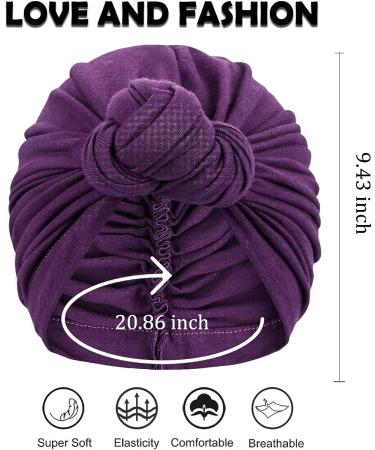 Women's African Turban Flower Knot Pre-Tied Bonnet - Large Blue/Purple/Yellow/Red/Grey/Black - Buy Online on SooperMarket.com
