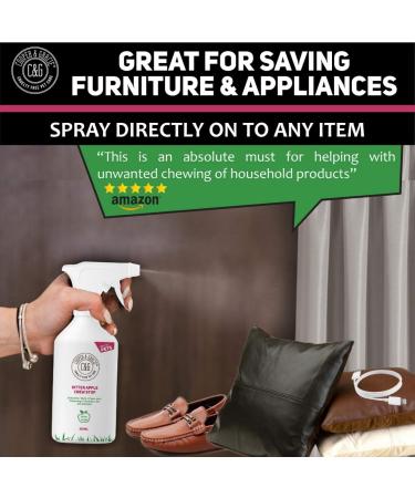 C&G Pets | No Chew Bitter Apple Spray for Dogs | Stop Dog Chewing Deterrent | Alcohol Free Anti Chew Repellent Formula for Puppies Cats Horses and Rodent Pets - Buy Online on SooperMarket.com