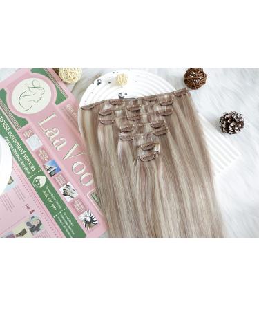 Laavoo Clip-In Real Hair Extensions | Blonde Highlights Ash Blonde 45cm - 105g - 7pcs #18/613 - Buy Online on SooperMarket.com