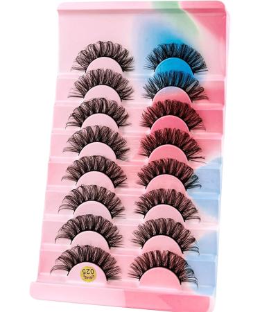 Dramatic D-Curly Mink False Eyelashes - 8 Pairs of Natural Fluffy Fake Lashes (025) - Buy Online on SooperMarket.com