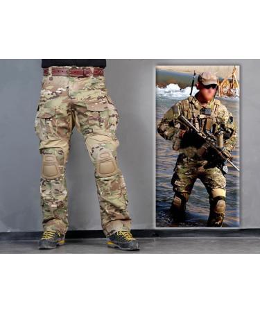 Human Military Paintball Wargame Pants Combat Gen3 Tactical Trousers and Knee Pads Multicam MC L (34) Multicam