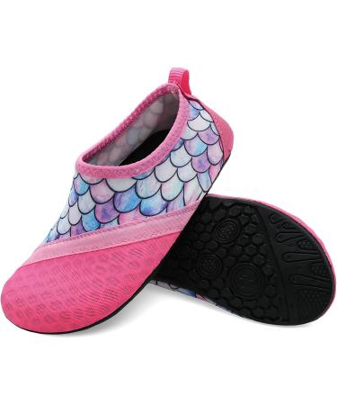 JIASUQI Kids Water Shoes for Beach Pool | Quick Dry Aqua Socks 10.5/11 UK Child - Pink Scale - Buy Online on SooperMarket.com