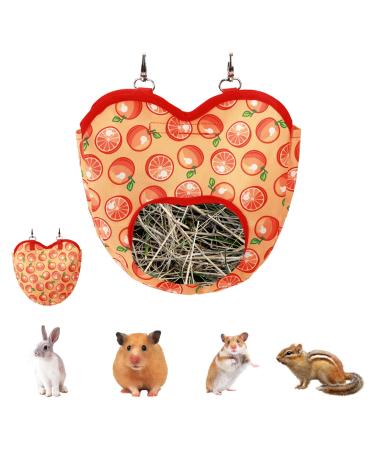 Rabbit Hay Feeder Guinea Pig Hay Rack Manger Holder Hanging Feeding Storage Made of Oxford Cloth For Rabbits Guinea Pigs Ferrets and Other Small Animals (Orange)