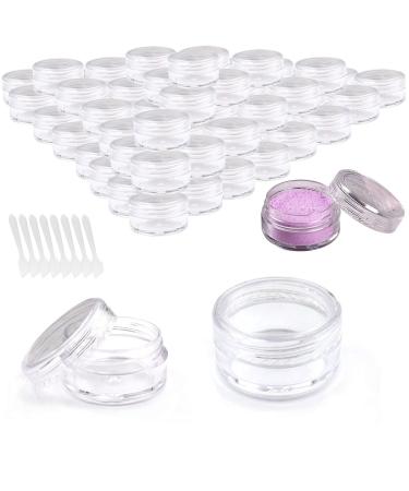 Bitefu 80 pieces 5 g 5 ml of empty containers cosmetic containers transparent plastic storage box cream pot with mini spatula sample acceptance for trips such as image as image as image as shown
