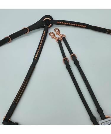 Buy Deister Brown Rose Gold Pink Dark Brown Leather Breastplate with Soft Rhinestone Glitter & Auxiliary Reins - X Full - International Shipping Available - Buy Online on SooperMarket.com