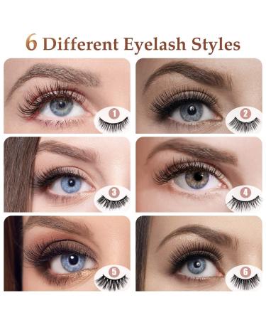 Magnetic Eyelashes with Eyeliner Kit - 6 Pairs 3D Natural Look Reusable False Lashes - Long Lasting Magnetic Liner - Includes Mirror Box and Professional Tweezers - No Glue Needed - Buy Online on SooperMarket.com