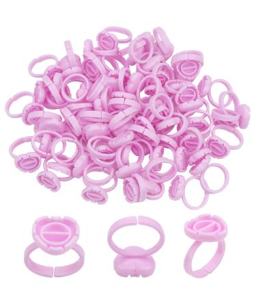 200 PCS Disposable Glue Cup Lash Tattoo Nail Art Pigment Rings 2 Slots Plastic Glue Ring Holders Palette for Eyelash Extension Beauty Tool Bulk (Purple)