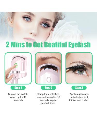 Electric Heated Eyelash Curler - Rechargeable Rapid Heat-Up Long-Lasting Curls with Sensing Heating Silicone Pad (Green) - Buy Internationally - Buy Online on SooperMarket.com
