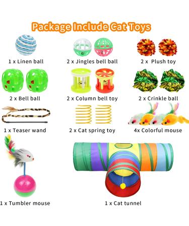 Malier Cat Toys Set Collapsible Tunnels, Interactive Feather Toy, Crinkle Balls, 3 Way Tube Indoor Cat & Kitten Play Set - Buy Online on SooperMarket.com