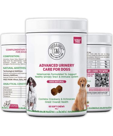 Dog Urinary Health Supplements 60 Soft Chews | Antibiotic Remedy | Stimulates Immune System & Maintains Overall Health | Cranberry & Echinacea | Wheat Free | Veterinarian Formulated Dog Urinary Care