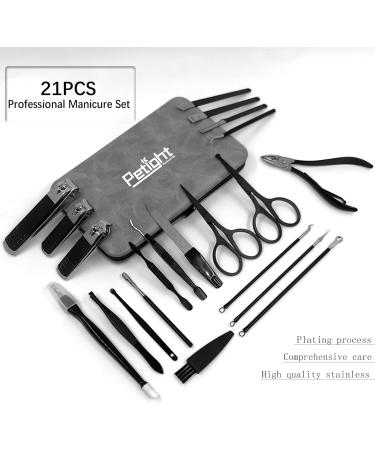 Manicure Set 21 Pcs Professional Pedicure Kit Nail Clippers Set Stainless Steel Care Tools Grooming Kit With Travel Case Cuticle Remover Toe Toenail Cutter Set For Thick Nails Men Women Gift (Black) - Buy Online on SooperMarket.com