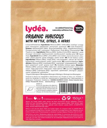 Lydea Organic Herbal Tea Hibiscus with Nettle Citrus & Herbs Loose Leaf Herbal Tea 150 g Sachet - Buy Online on SooperMarket.com
