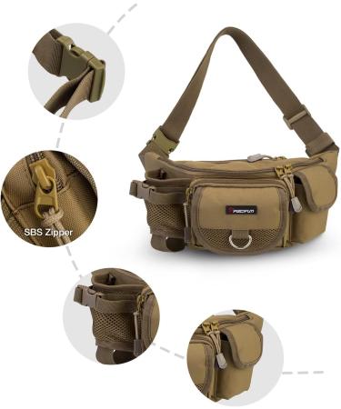 Piscifun Adjustable Waist Fishing Tackle Bag | Portable Water-Resistant Fanny Pack | Multi-function Outdoor Fly Fishing Storage | Small Bag in Khaki - Buy Online on SooperMarket.com