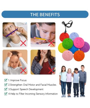 Colon Chain for Children | Sensory Chewing Necklace | Silicone Bite Ring for Autism & ADHD | Ideal Chew Toys for Kids - Buy Online on SooperMarket.com