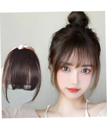 Clip in Bangs for Women 9.8" Fake Hair Natural Clip on Bangs Dark Brown Air Bangs Hair Clip with Temples & Invisible Breathable Net Curlable Cuttable Fake Bangs - Buy Online on SooperMarket.com