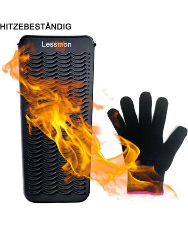 Heat-Resistant Mat Bag & Glove Set for Hair Styling Tools - Curls Smoothing Iron | 28.5cm x 14cm | Black - Buy Online on SooperMarket.com