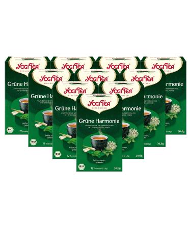Yogi Tea 10x Green Harmony Bio Yogi Tee I Ayurvedic Gewrz-Tee Mix on green tea base I 170 tea bags I green tea 10 packages