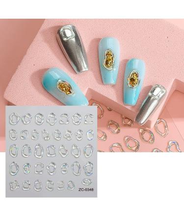 Dornail 6 Sheets 5D Crystal Nail Stickers | Irregular Geometric Frames & Heart Designs | Self-Adhesive Nail Art Accessories for Women - Buy Online on SooperMarket.com