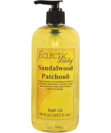 Sandalwood Patchouli Bath Oil by Eclectic Lady  16 oz 16 Ounce