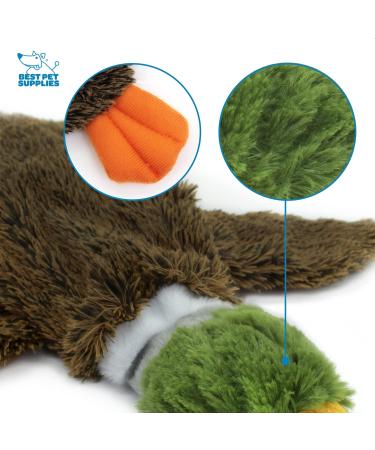 2-in-1 Stuffless Squeaky Dog Toy for Small, Medium, and Large Pets - Durable Fabric, No Stuffing, Indoor Play - Small Brown/Wild Duck - Buy Online on SooperMarket.com
