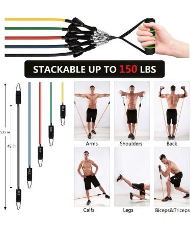 23 Pack Resistance Bands Set with Core Sliders, Door Anchor, Handles, Ankle Straps, Carry Bag, Cooling Towel, Wrist Wraps - Buy Online on SooperMarket.com