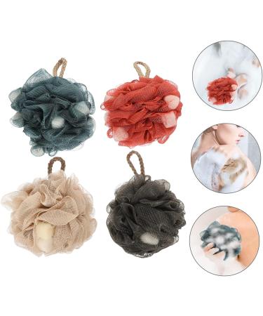 Healeved 4pcs Bath Scrub Ball | Body Scrubber Brush & Loofah Sponge Set | Shower Cleaning Accessories - Buy Online on SooperMarket.com