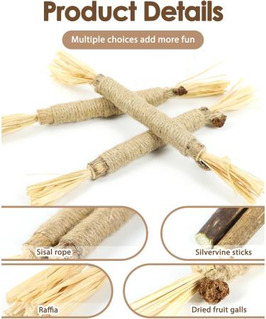 Nepfaivy Cat Toys for Indoor Cats - Silvervine Stick Cat Chew Toy 6 PCS Cat Nip Toy for Teeth Cleaning Natural Dental Catnip Sticks for Kittens - Buy Online on SooperMarket.com